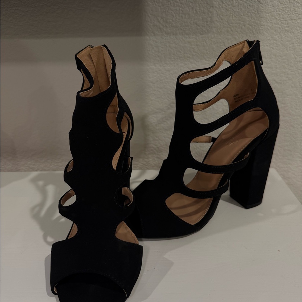 Charlotte Russe Black Cutout Heels